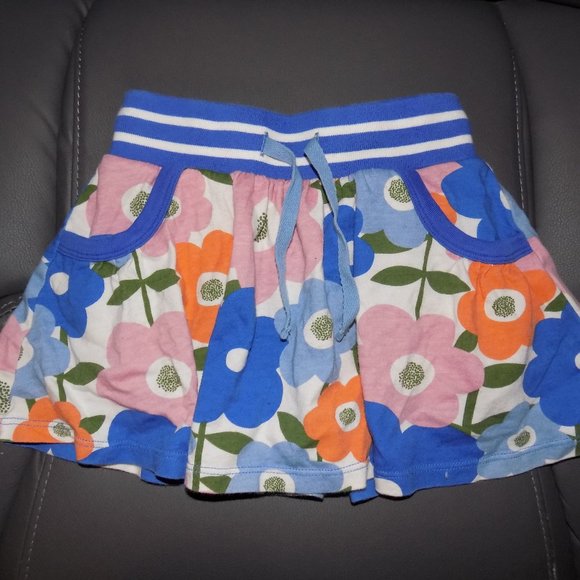 MINI BODEN BLUE W/FLOWERS SKORT W/POCKETS SIZE 3/4Y GIRL'S EUC - Picture 1 of 3